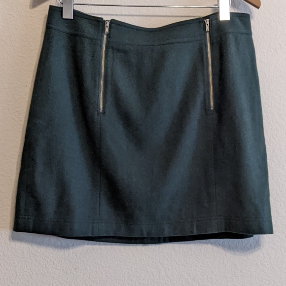 Madewell Uptown Zip Skirt Plus Size 12 Forest Green Mini Wool Blend EUC - Picture 2 of 7